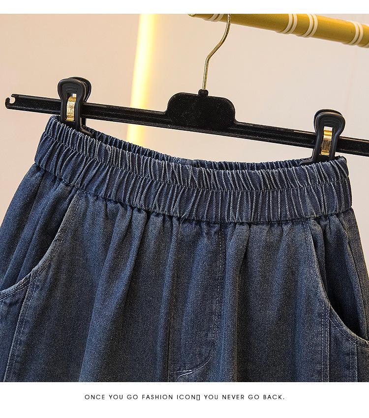 Women's Summer Retro Denim Shorts - Loose Fit, Plus Size, Slimming, Elastic Waist, Wide Leg Design