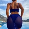 Fashion Sexy Solid Color Strap Backless Temperament Beachwear Split Bikini Swimsuit