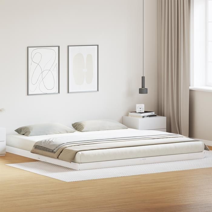 Cadre de lit au sol vidaXL 200x210 cm en bois de pin massif 869745
