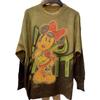 Gradient Cartoon Rhinestone Long Sleeve Sweater - Women's Loose Casual Round Neck Knitwear for Autumn/Winter Fashion.