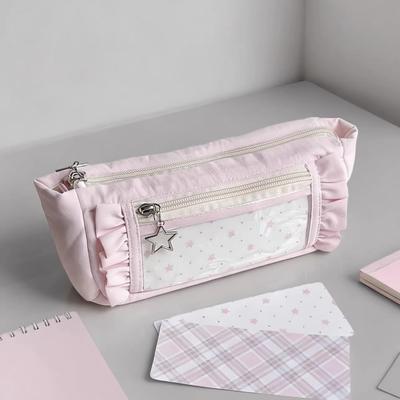 Cute Big Capacity Pencil Case Multi-Layer Large Pencil Pouch High Aesthetic Lace Stationery Storage Bag Pencil Pouch For Office