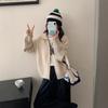 Vintage knitted cardigan women's clothing autumn and winter new loose lazy wind twist lapel zipper sweater jacket women