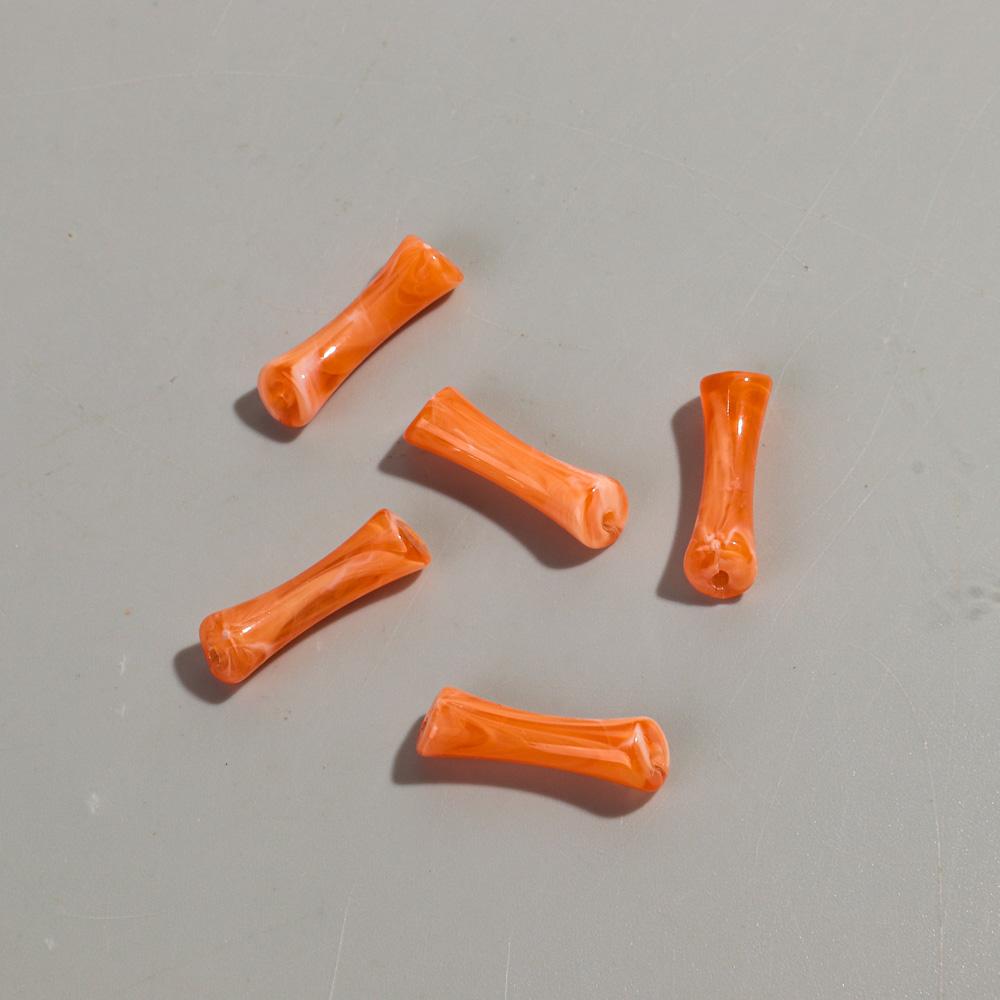 20pcs/bag Mixed Color Acrylic Thin 7x26mm Bamboo Curved Tube Loose Beads for DIY Bracelet Necklace Jewelry Craft Accessories