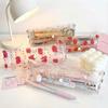 Transparent Pen Bag Strawberry/Cherry Print Stationery Pouch Simple Pencil Pouch  Students Gift