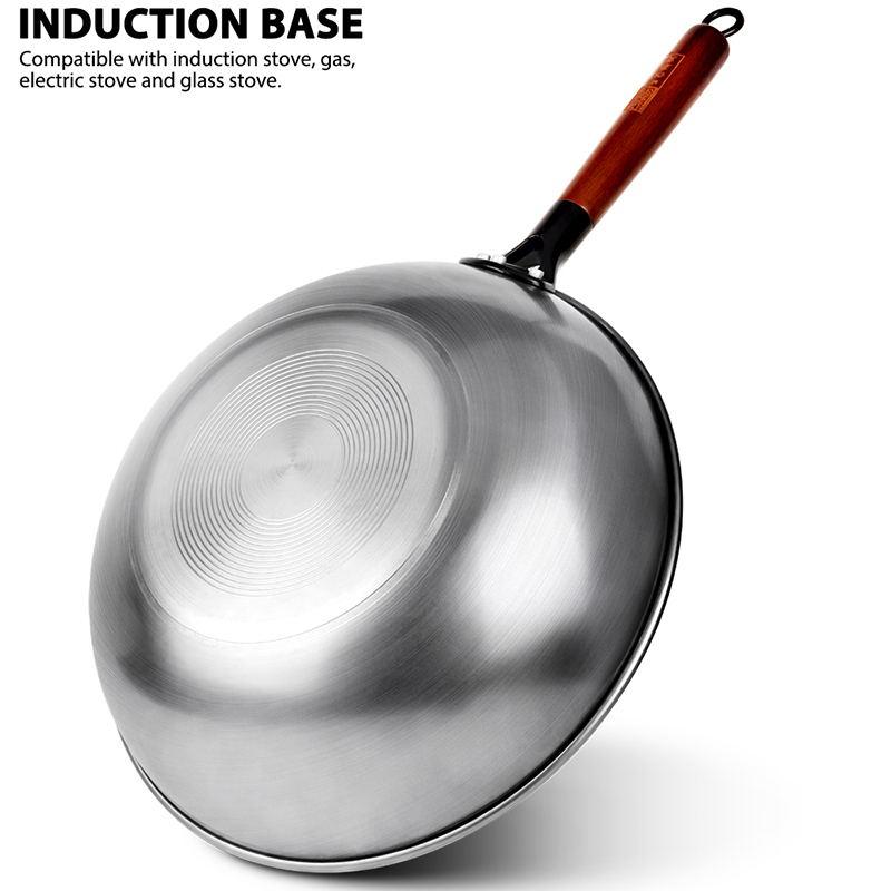 Cast Iron Wok Non-stick Wok Pan Chinese Iron Wok for Kitchen Less Oil Smoke Cast Iron Pan Induction Cooker Kitchen Cookware