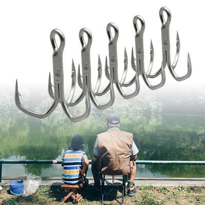 10 Stück Geschärfte Angel-Drillingshaken Rundbogen Dreifachhaken Hohe Festigkeit Salzwasserhaken Angelzubehör Werkzeuge
