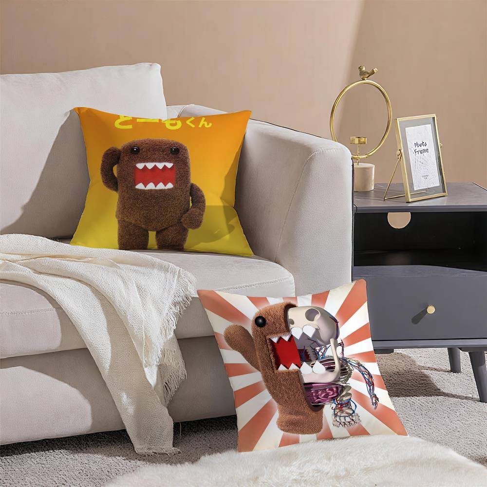 Popular Cartoon Characters Domo-kun-Fun Pillow Case Comfort Sofa Bed Silky Elegant Invisible Zipper Decorative Cushion Cover