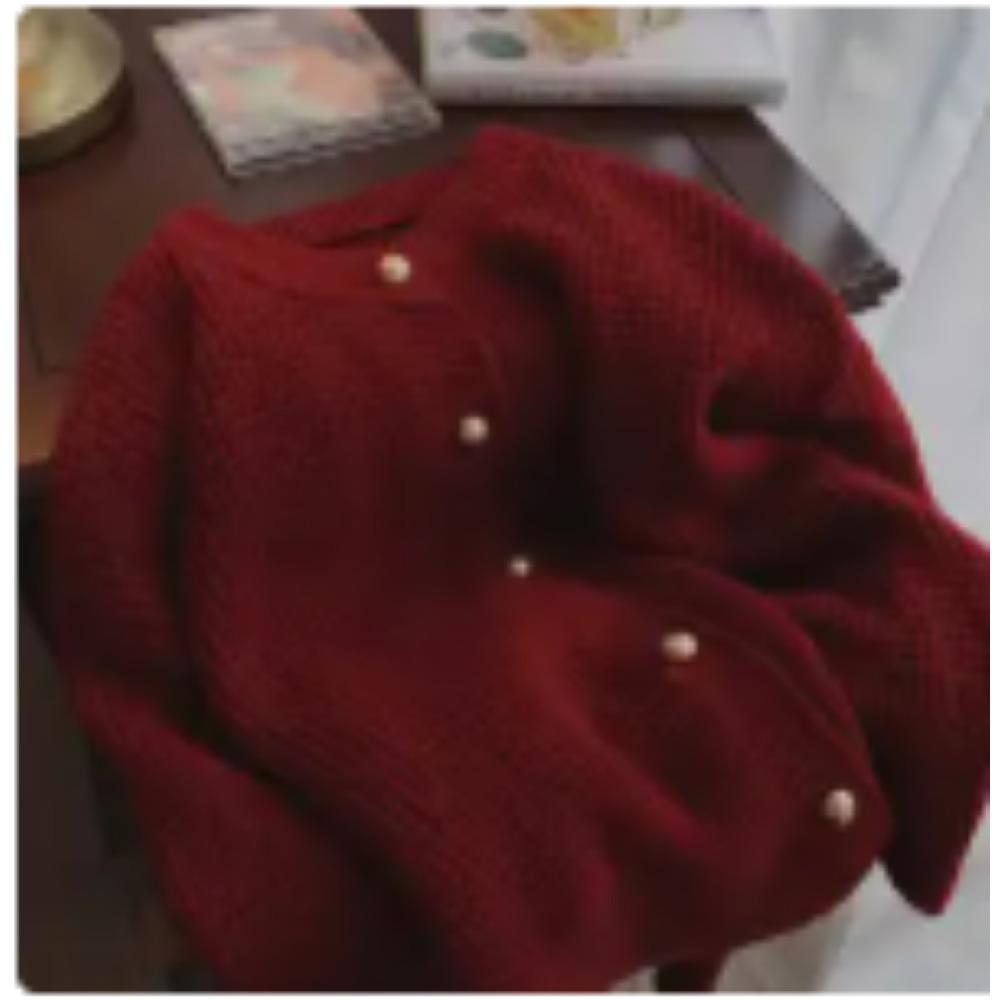 Podzim Zima Nový Módní Svetr s Kulatým Výstřihem a Dlouhým Rukávem Dámský Jednobarevný Vaflový Knoflíkový Kardigan Elegantní Univerzální Šik Top