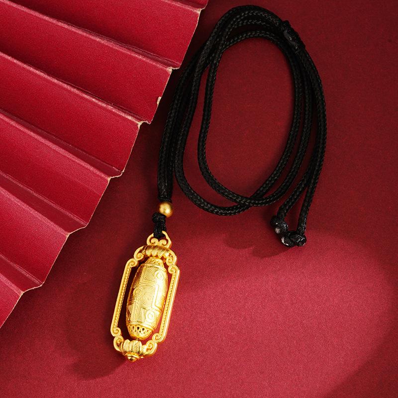 Ancient Method Six Character Mantra Scripture Converter Black Rope Versatile Necklace Pendant