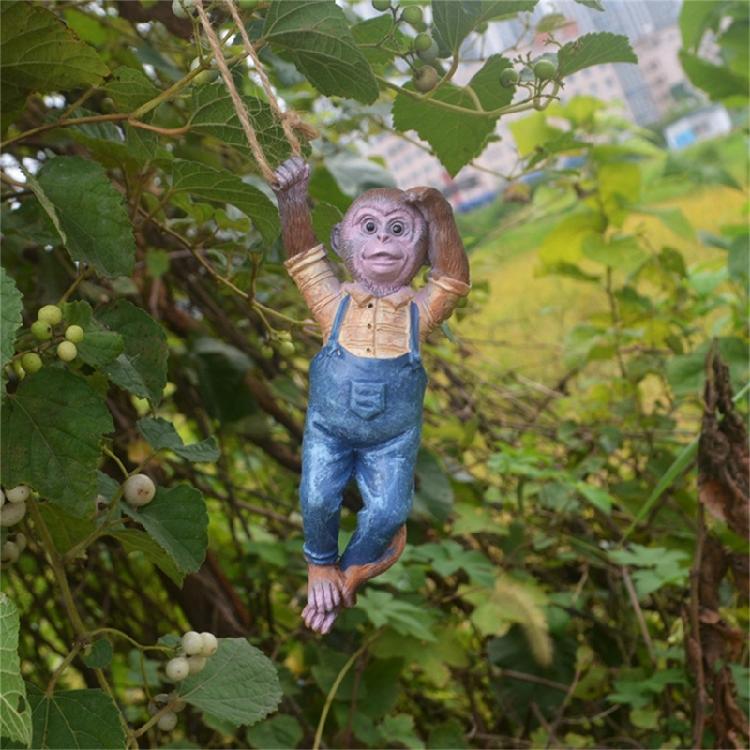 Monkey Hanging Miniature Sculpture Resins Animal Decorative Figurine Ornament For Garden Patios Wall Or Shelf Decors
