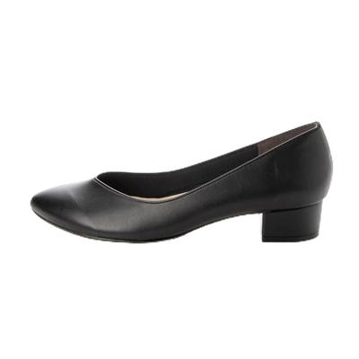 IK Plus Women's Almond Toe-V Cut Pumps, Size 480, Black Smooth, 22.5 Cm, 3E