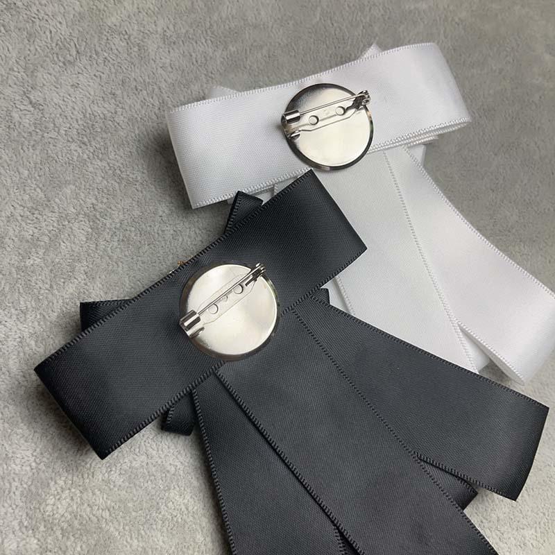 French Elegant Ribbon Bow Brooch Exquisite Black Bow Corsage Mourning Brooch Women Shirt Collar Pins Neckline Accessories