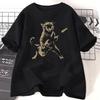 2025 Summer Rock Cat Guitar Men's T-shirt with Interesting Patterns Harajuku Casual Short-sleeved Loose Top
