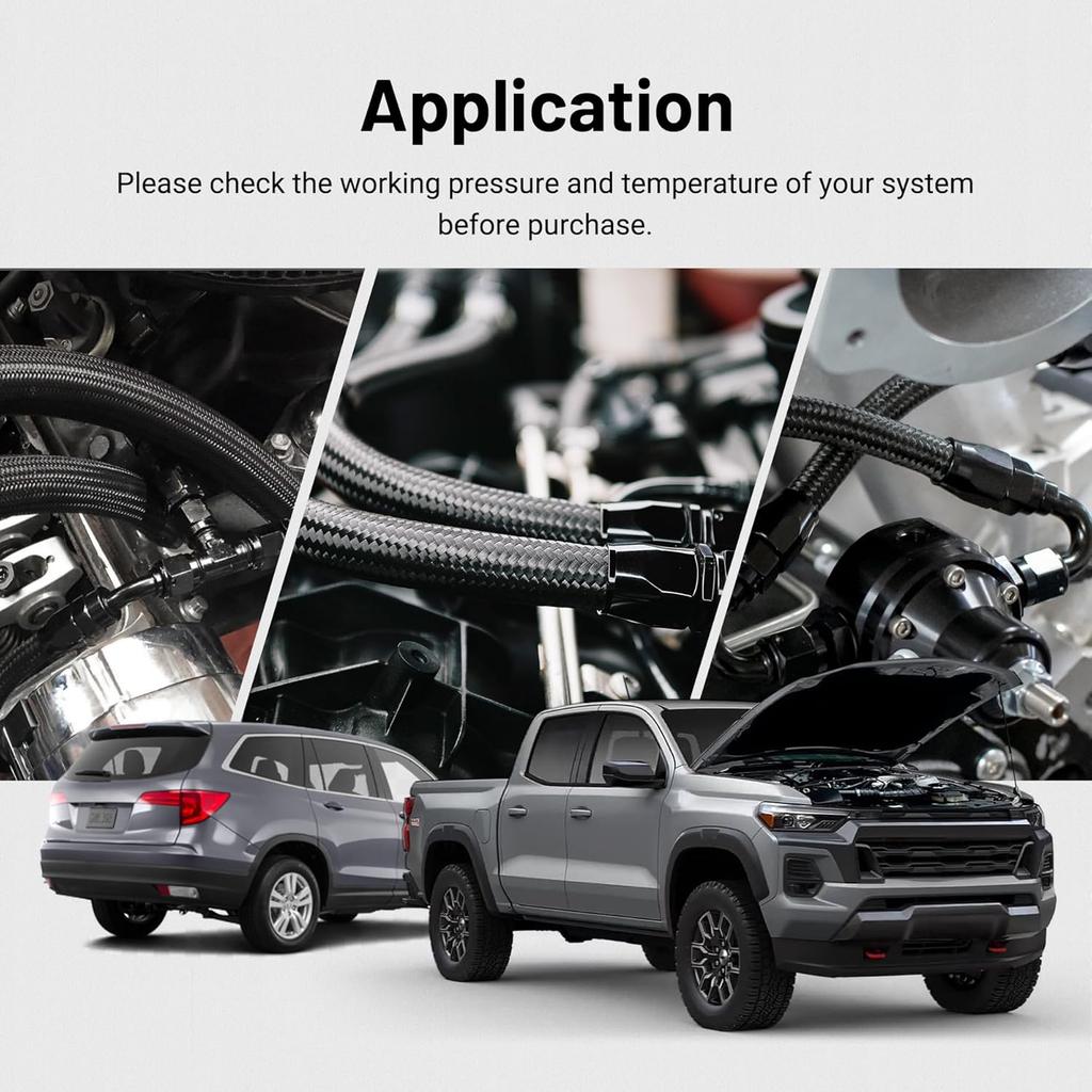 EVIL ENERGY 6AN Fuel Line Kit, 6AN Hose Nylon Stainless Steel Braided Fuel Line With 14PCS Fitting Adapter Kit CPE 20FT