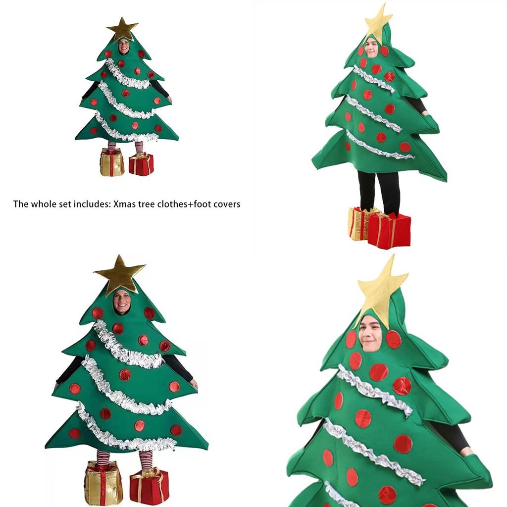 Colorful Vibrant Cheerful Christmas Tree Cosplay Costume Funny Clothes Suit Xmas Fancy Dress Party Adults