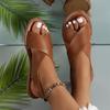 Women's Flat Sandals Lightweight Pu Leather Casual Sandals Summer Peep Toe Beach Sandals for Women Roman Sandal Sandalias Mujer