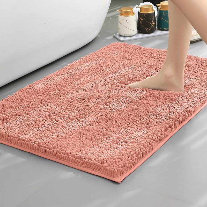 Chenier Thickened Solid Color Bathroom Floor Mat, Bathroom Non-Slip Foot Mat, Household Bathroom Door Absorbent Dirt-Resistant Carpet