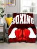 Cartoon Boxing Gloves Soft Flannel Throw Blanket for Picnic Bed Sofa Home Bedroom Gift Comfortable Cozy