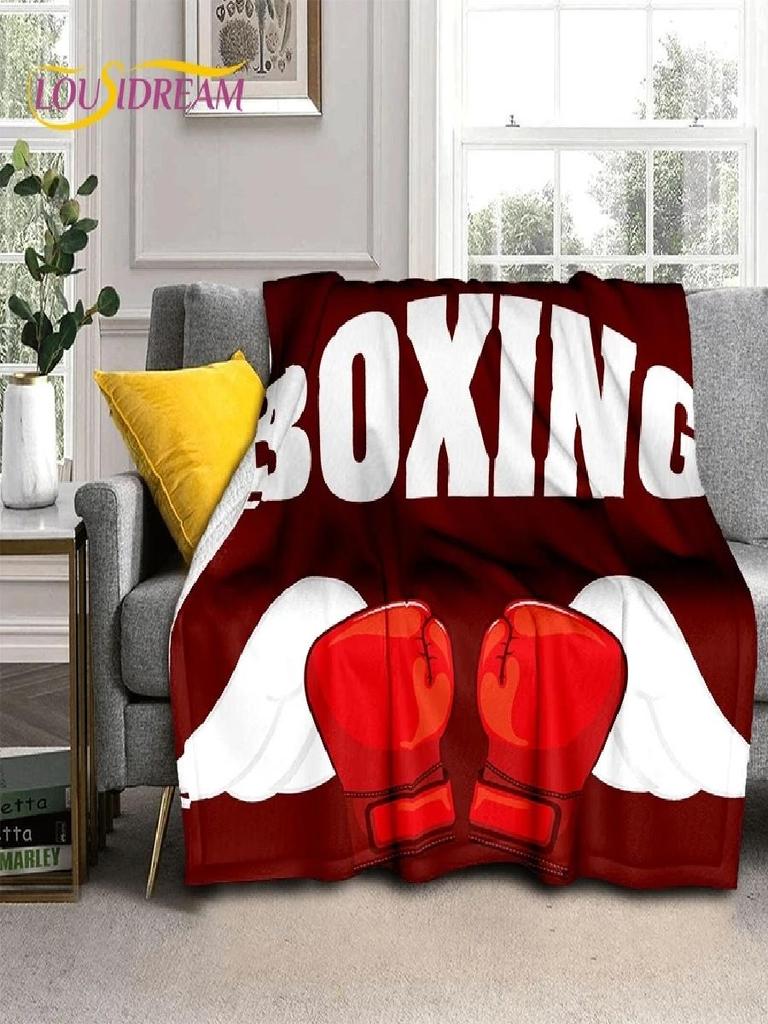 Cartoon Boxing Gloves Soft Flannel Throw Blanket for Picnic Bed Sofa Home Bedroom Gift Comfortable Cozy