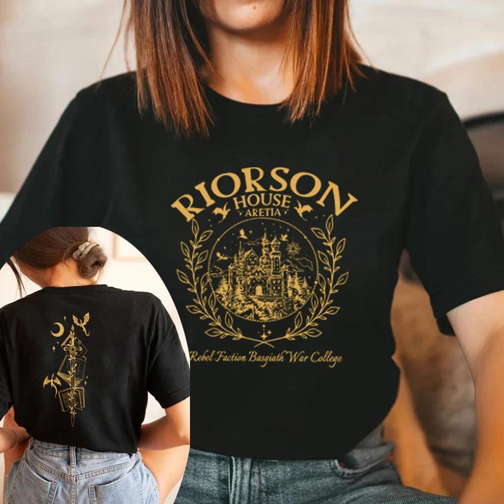 Riorson House T Shirts Vintage Fourth Wing Basgiath War College T-shirt Unisex Short Sleeve Tshirts Rider Shirt Bookish Gifts