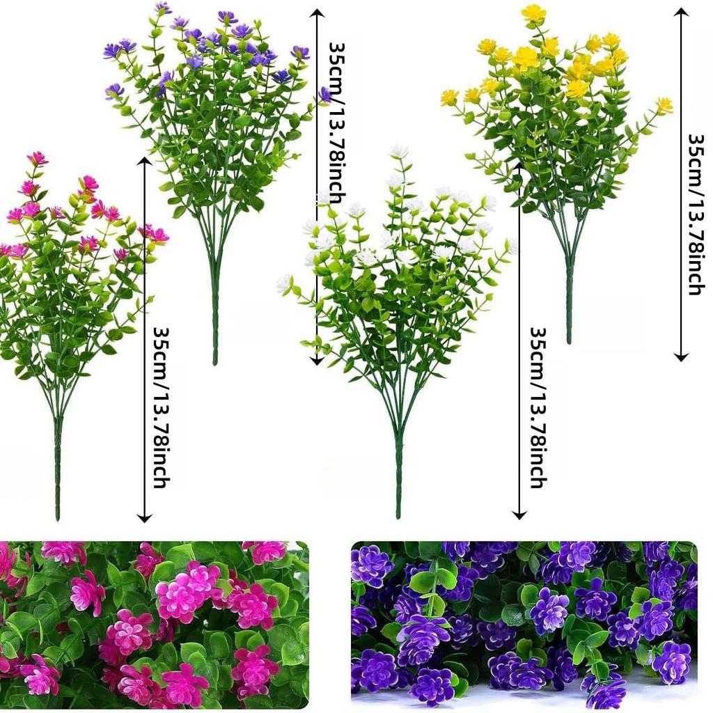 8/12/16PCS UV-Resistant Artificial Plants -  Fade-Proof Faux Flowers - Outdoor Decor, Ideal for Garden, Patio-Festive Occasions