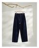 Women's Dark Blue High Waist Wide Leg Jeans - Retro Washed Floor-Length Cotton Pants for Autumn