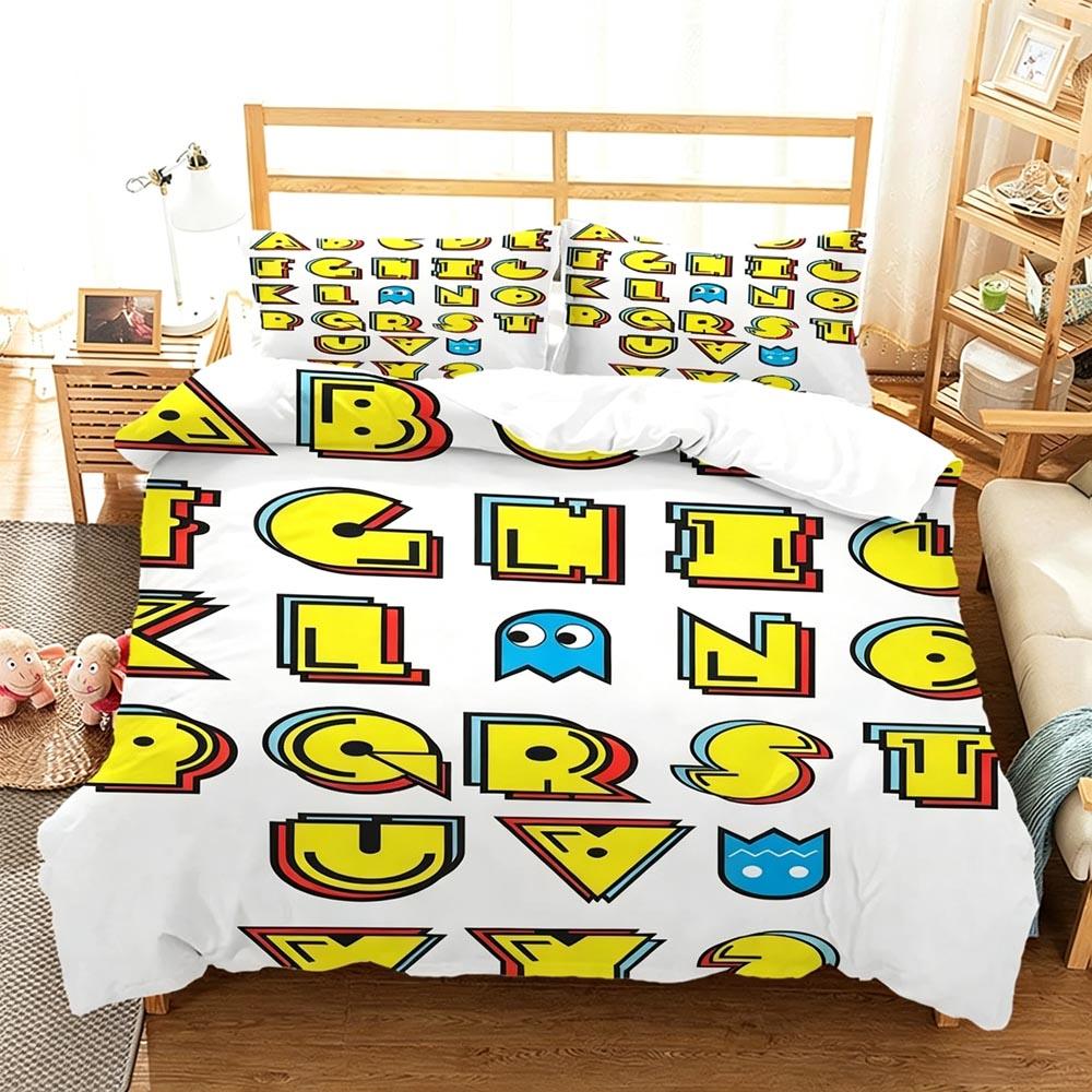 3D Game PPac man Duvet Cover Pillowcase Bedding Set Kids Boy Bedroom Decoration Gift Single Double Large Size