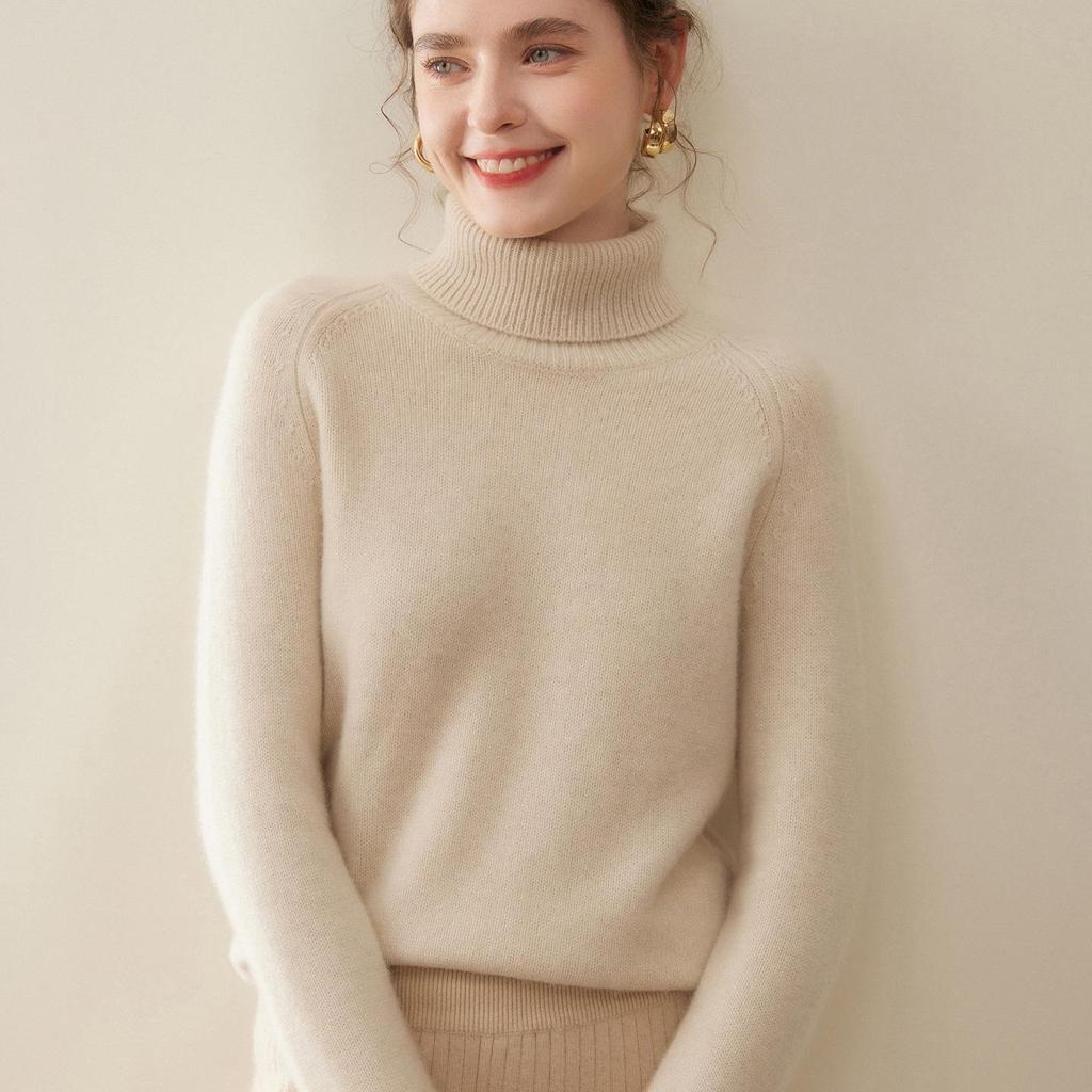 2025 Fall/Winter Women's High Neck Soft Five-Needle Thick Cashmere Sweater Base Layer