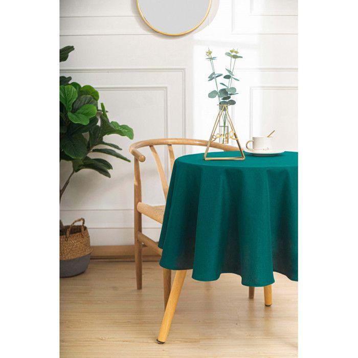 Solid Peacock Blue Round Stain-resistant Tablecloth 160 Cm - Blue -