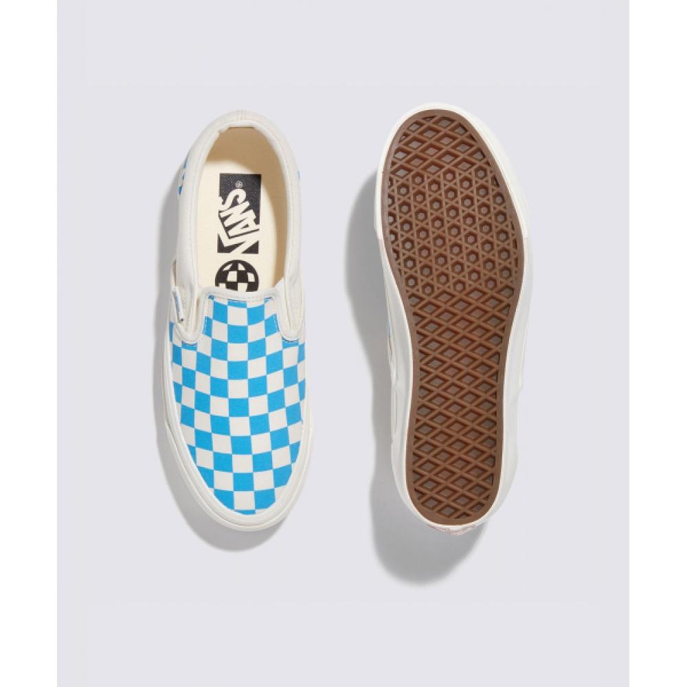 Vans Mte Slip On Issue 98   Checkerboard Cyan Blue Vn000cwa0h71