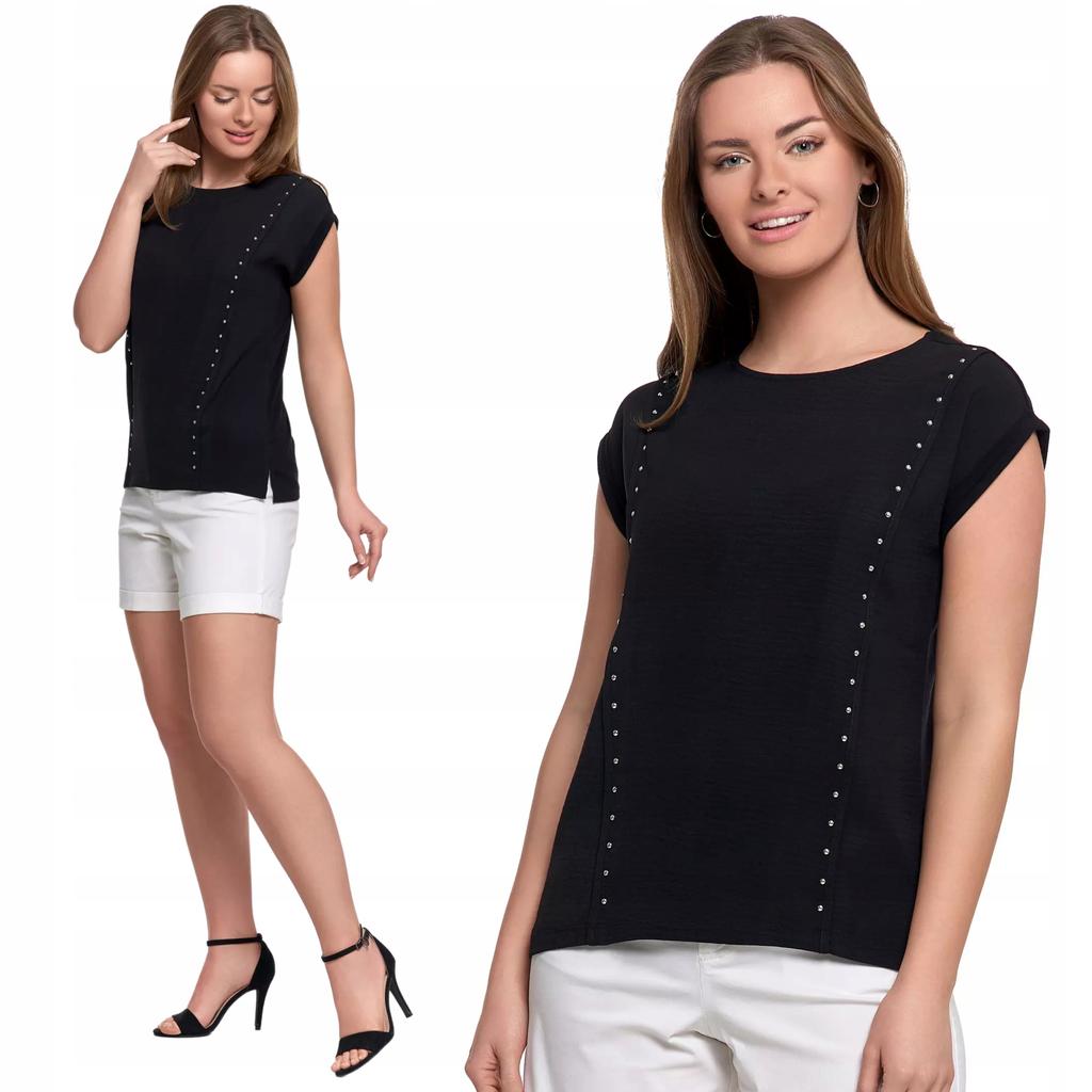 Women's Blouse with Decorative Rhinestones Elegant Comfortable Stylish MORAJ S BLACK