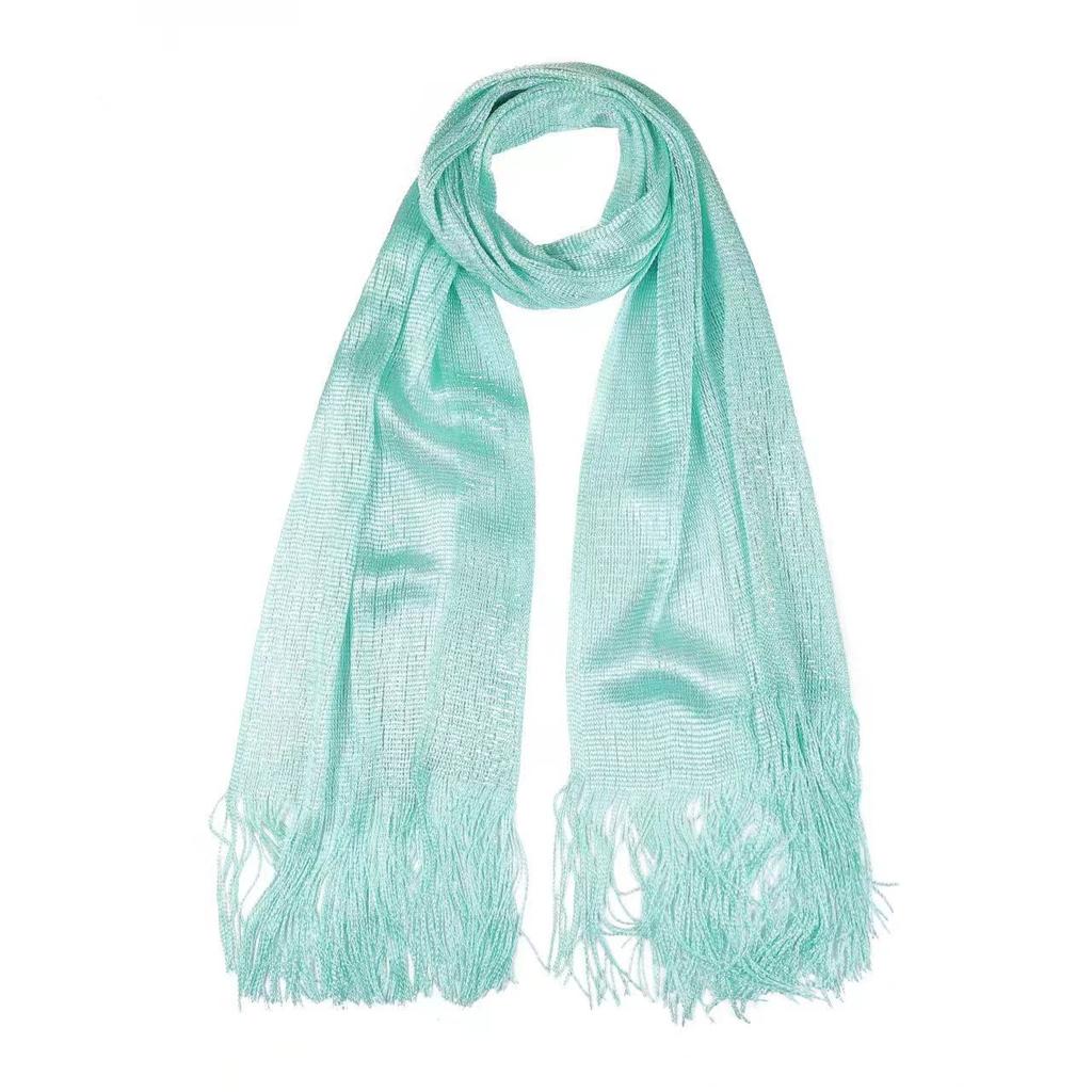 Women'S Artificial Silk Scarf Gold And Silver Silk Flat Scarf Thin Scarf Polyester And Nylon Scarf European And American Hollow Scarf