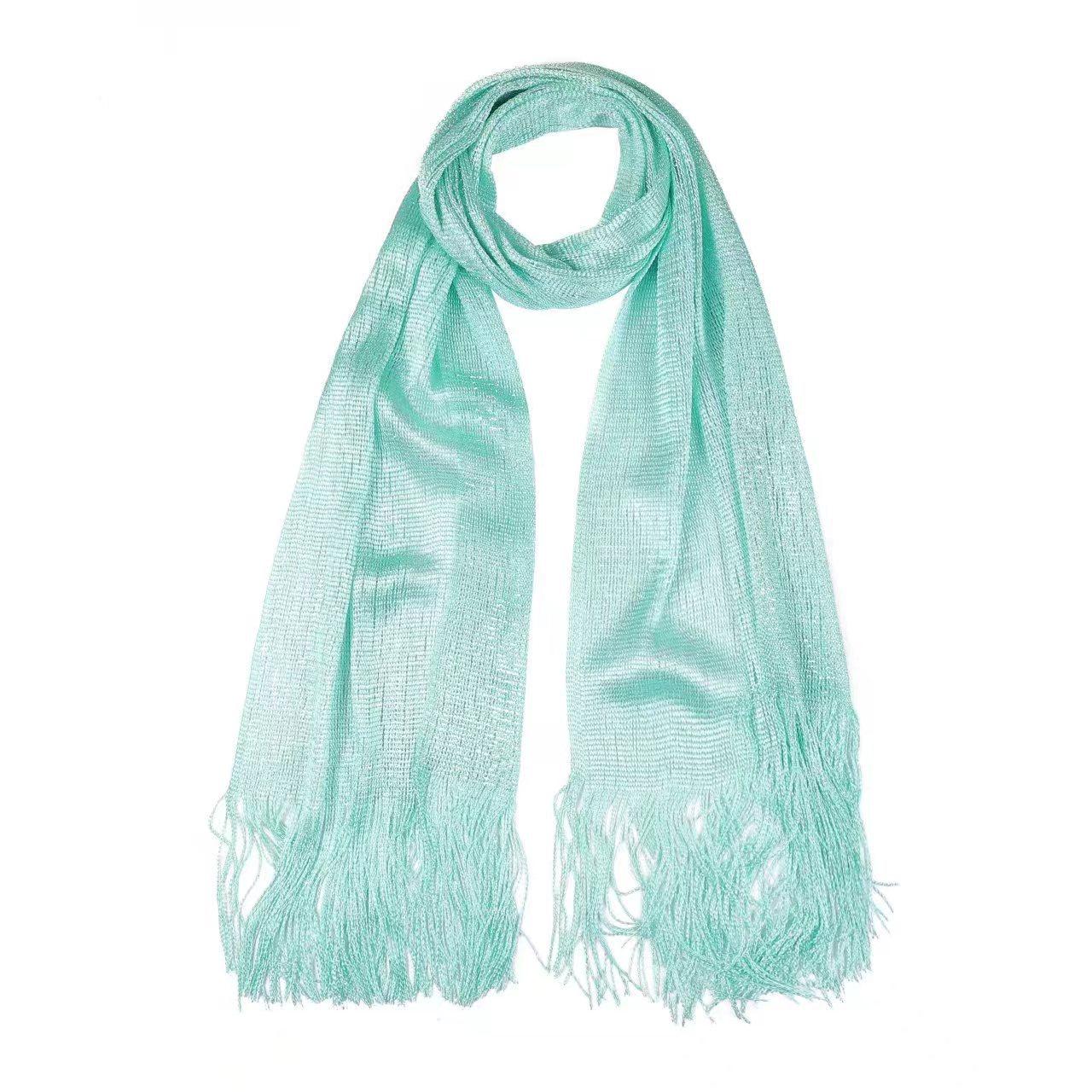 

Женский искусственный шелковый шарф Золотой и серебряный шелковый плоский шарф Тонкий шарф Полиэстеровый и нейлоновый шарф Европейский и американский полый шарф 45 * 170cm