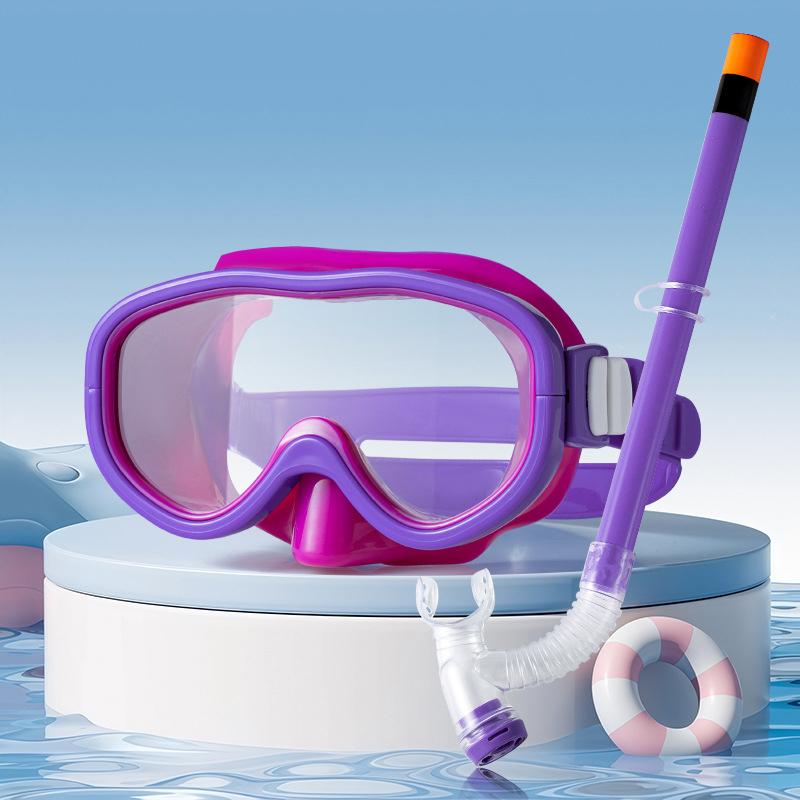 Set Maschera e Boccaglio Occhiali Anti-Appannamento Impermeabili Occhialini da Snorkeling Professionali Protezione UV Bambini Occhiali da Surf Spiaggia