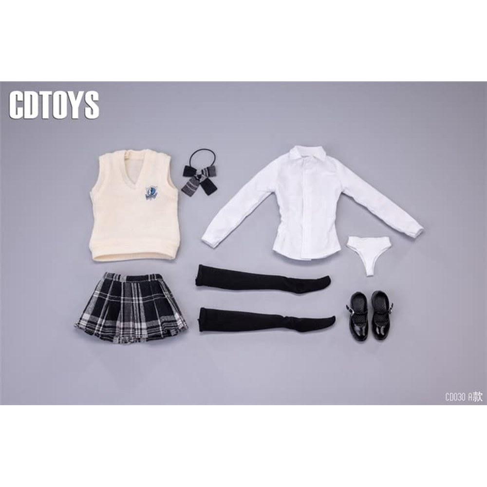TOYBARJAPAN 1/6 Scale Figure Accessories CD030A Fashionable Girl High School Uniform Stockings Shoes Set Body and Head Not Included