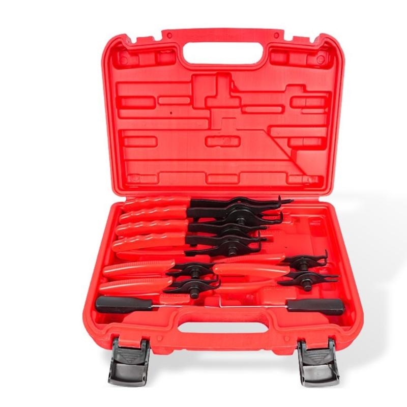 Heavy Duty Snap Ringing Pliers Kit Internal & External Circlip Tool 10 Piece For Car Brake System And Machinery Maintenance
