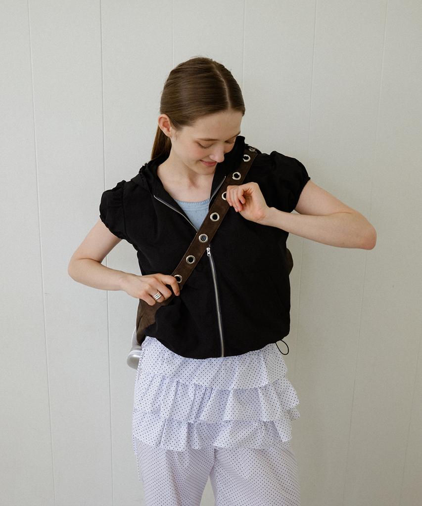 Leteoli Dot Cancan Wrap Skirt & Jogger Pants Set_White