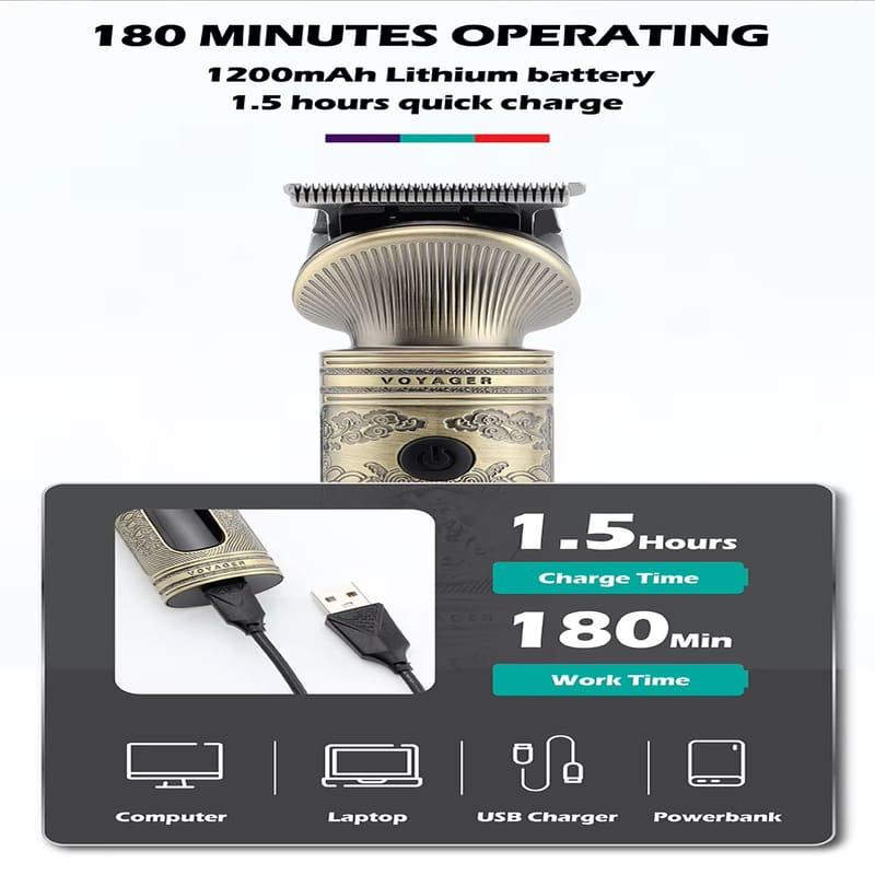 VGR 6 In 1 Multifunctional Electric Hair Clipper Professional Home Hair Clipper Wireless Hair Clipper Men's Gift LCD Digital Display Haircut