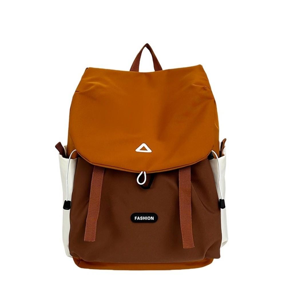 Fashion Nylon Outdoor Backpack Color-blocked Lightweight Travel Rucksack Large Capacity Students Schoolbag