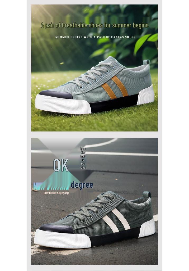 2026 Spring Men's Trendy Korean-Style Casual Canvas Shoes - Versatile & Comfortable Flat Bottom Sneakers