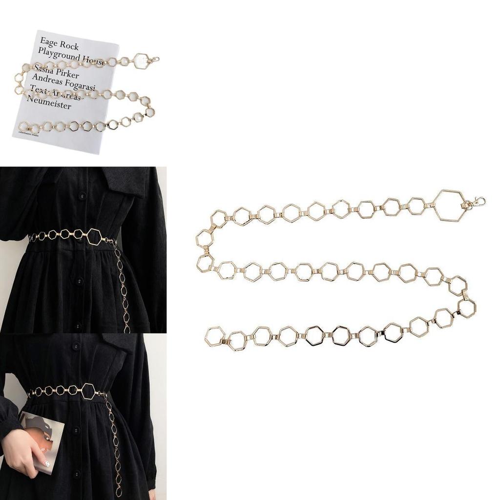 Elegant Hexagonal Waist Chain For Women Stylish Dress Accessory Versatile Metal Belt