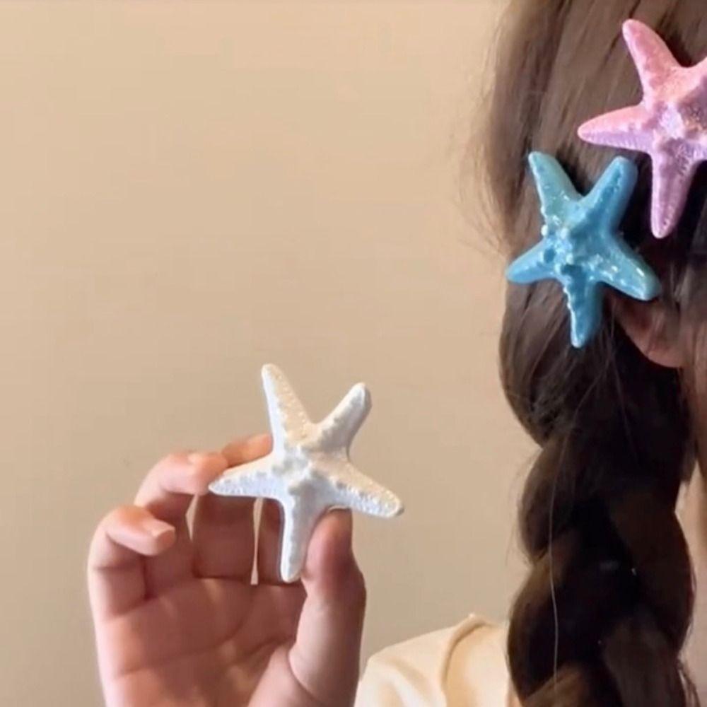 2PCS Summer Starfish Hairpin Korean Style Sweet Bangs Clip Elegant Starfish Hair Clip  Ladies/Girls