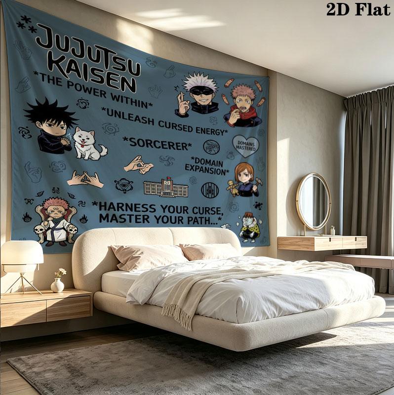 Jujutsu Kaisen Wandteppich Ästhetisches Wandbehang Gedruckter Stoffdecke Dekorative Wandteppiche Für Schlafzimmer Wohnzimmer Heimdekoration