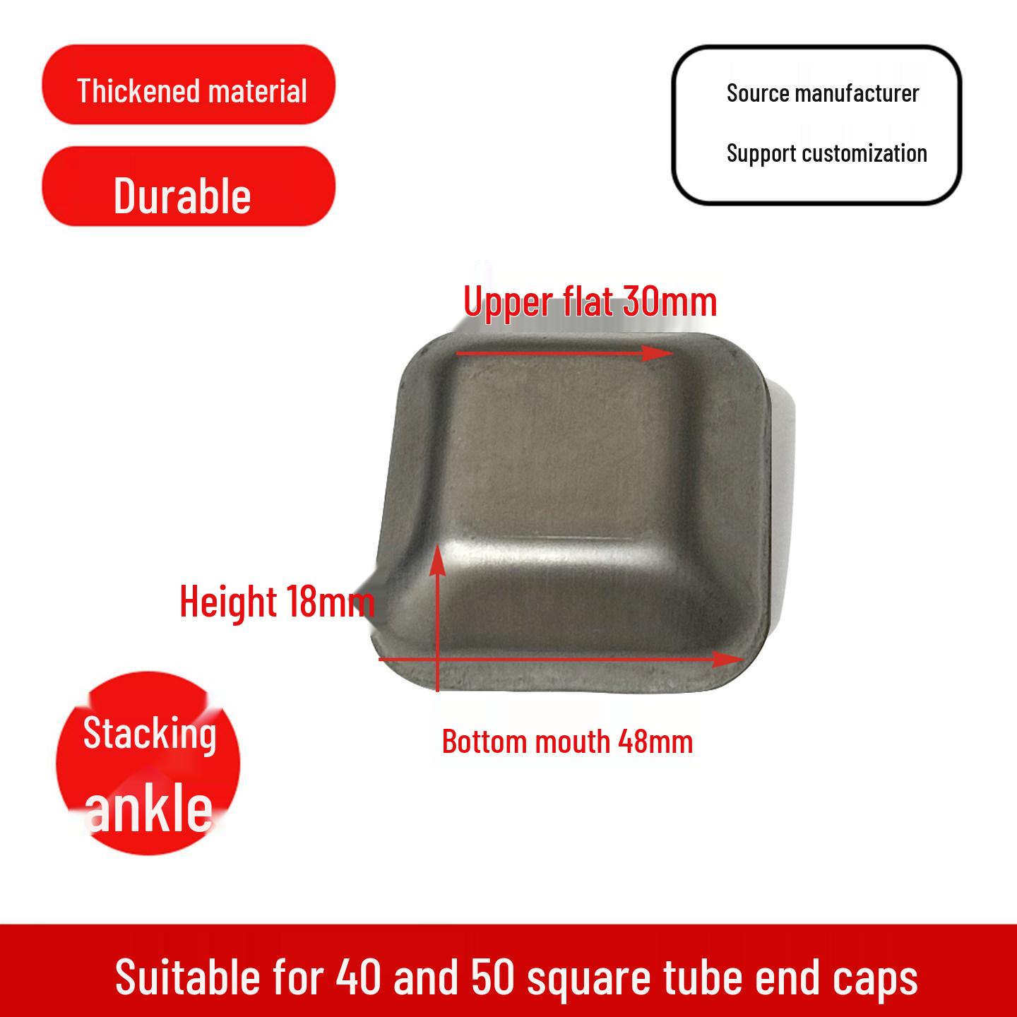 Heavy-Duty Square Tube Stacking Rack Foot Cup for Stable Warehouse Logistics.