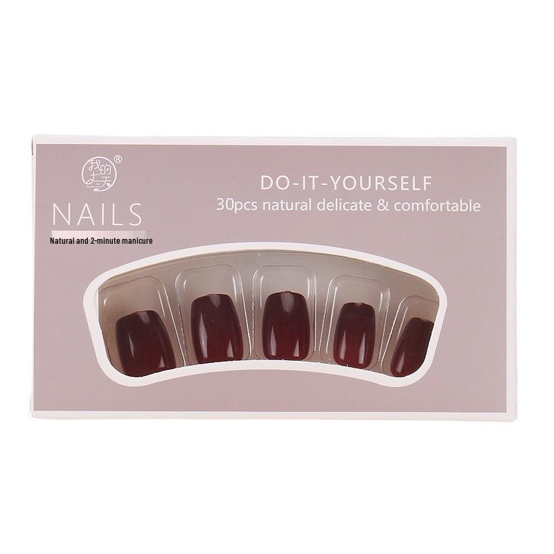Handmade Wine Red & Nude Nail Stickers for Autumn/Winter - Advanced Manicure Nail Tips