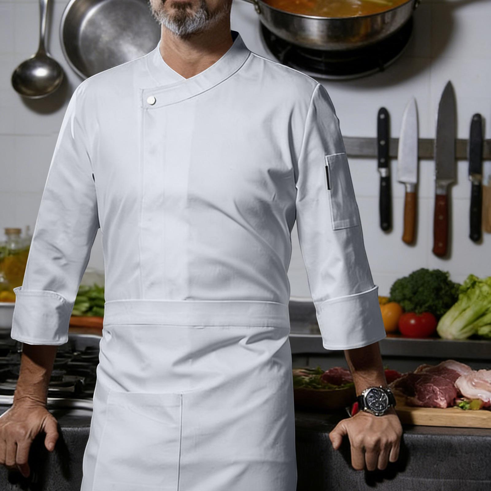 

Unisex Cardigan ,Button Long,Sleeved Chef Uniform XXL білий