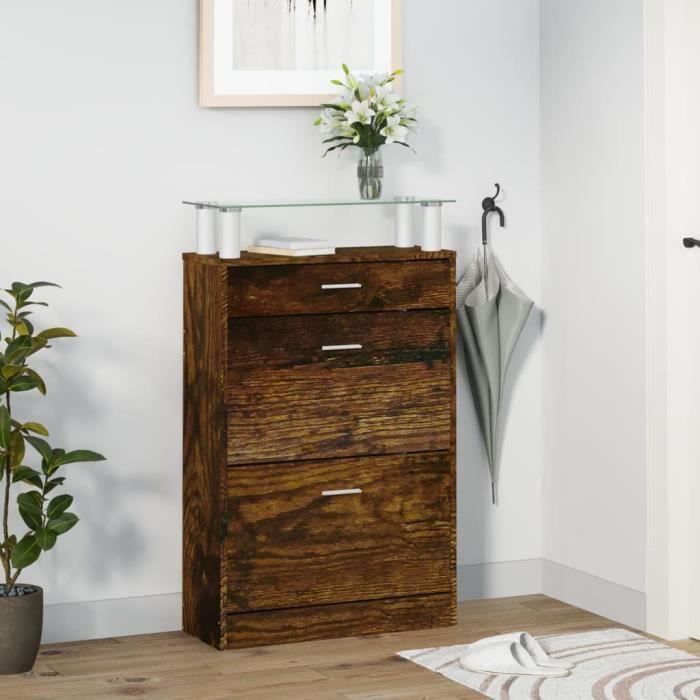 VidaXL Armoire à chaussures Chêne fumé 63x24x104 cm Bois d'ingénierie 342567
