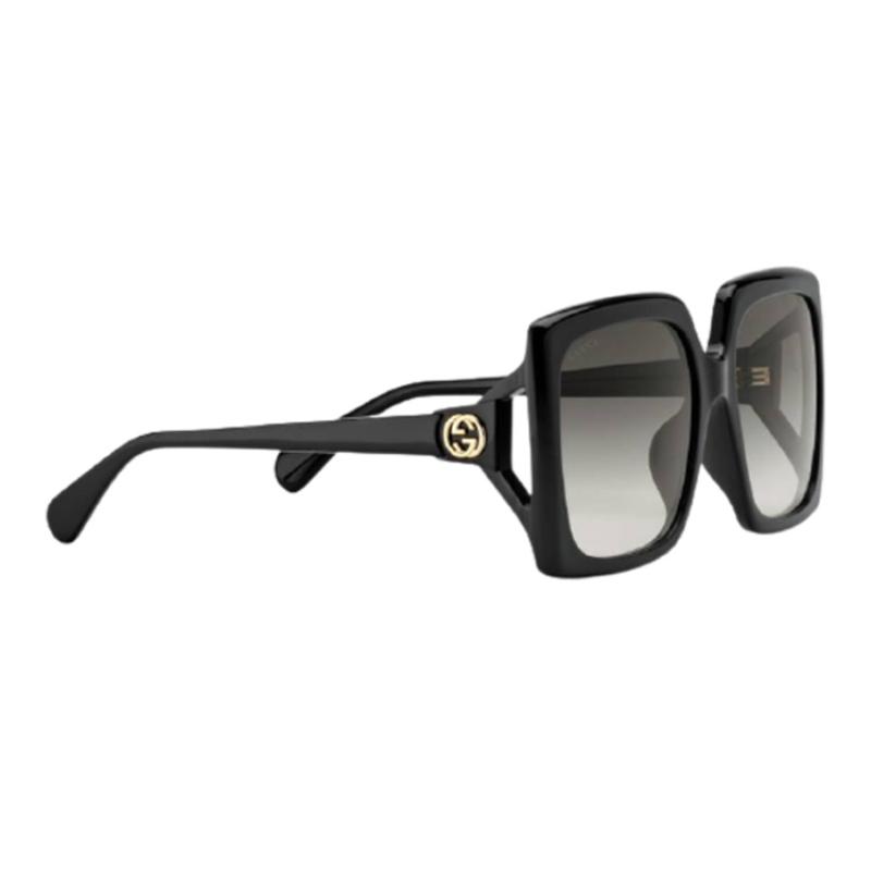 Gucci Double G Full Frame Black Plate Frame Square Sunglasses Women's Model