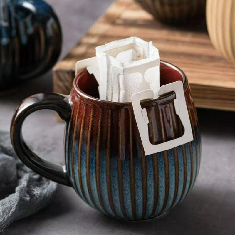 Japanese Style Vintage Ceramic Water Mugs with Handle Coffee Cup Large Capacity Household Office Breakfast Milk Tea Cup 500ML