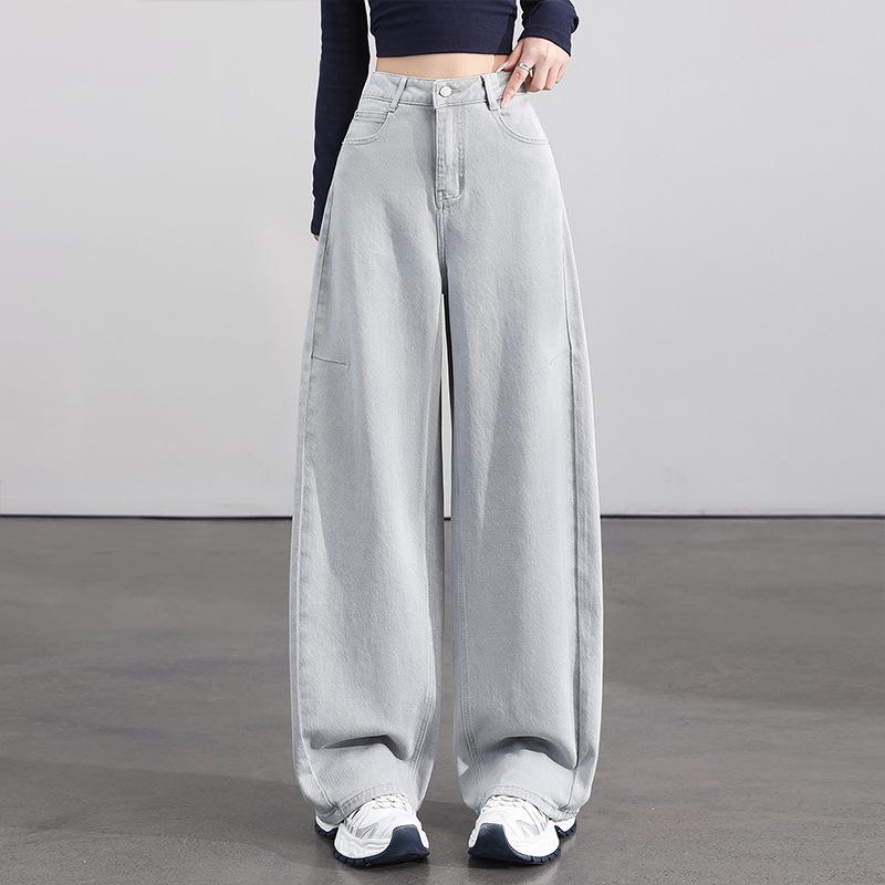 Women s American Style High-Waisted Wide-Leg Jeans - Spring 2026 Trendy Loose Slimming Floor-Length Pants 3X-Large